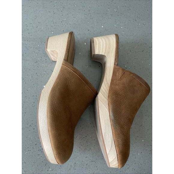 Madewell The Ruby Clog in Suede Rustic Twig Brown with 2" Wooden Heel Size 9.5 - Picture 3 of 7